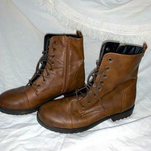 Brown leather boots